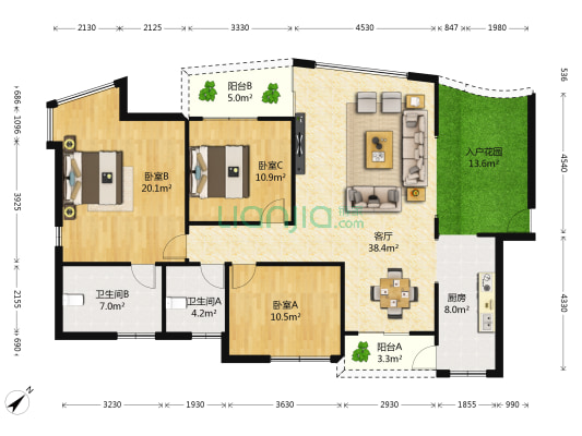 阳光西海岸 3室1厅2卫 137平方