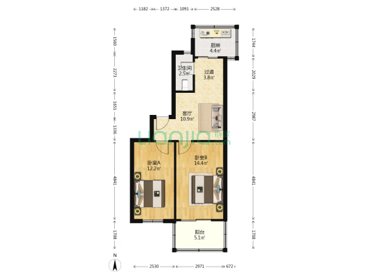 新民一巷中陕家属院 2室1厅1卫 62平方