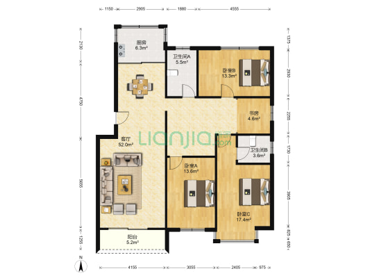 锦绣人家 4室1厅2卫 142平方