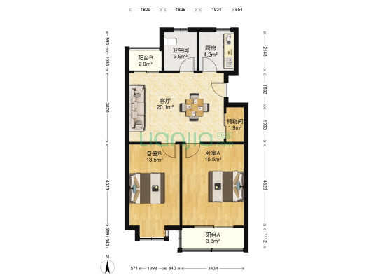 富安花园A区 2室1厅1卫 77平方
