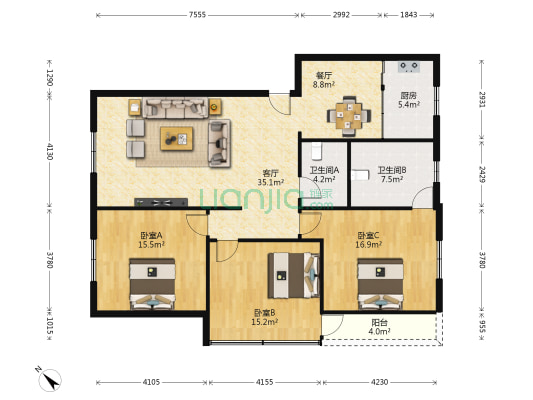 东珠市街28号 3室2厅2卫 123平方