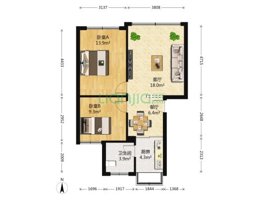 红云社区八十五号小区 2室2厅1卫 70平方