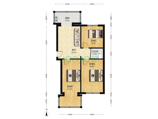 春郊路 3室1厅1卫 77平方
