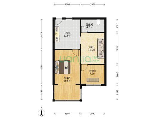 中佰宿舍楼 2室1厅1卫 65平方