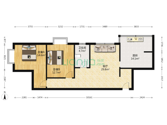 锦都苑小区 2室1厅1卫 93平方