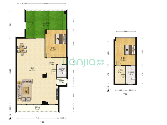 幸福世家 2室1厅2卫 337平方