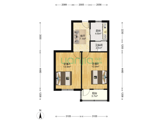 南庄岭街42号 2室1厅1卫 62平方