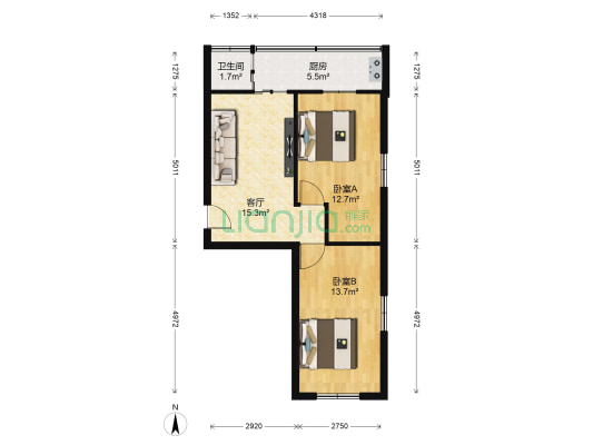 向阳街 2室1厅1卫 60平方