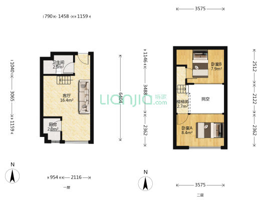 卓越华堂时光 2室1厅1卫 37平方