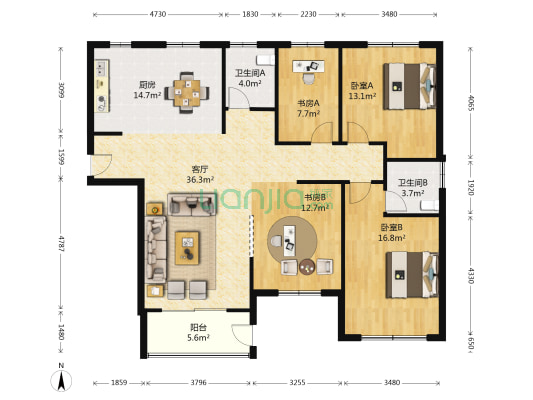 文华名邸 4室1厅2卫 137平方