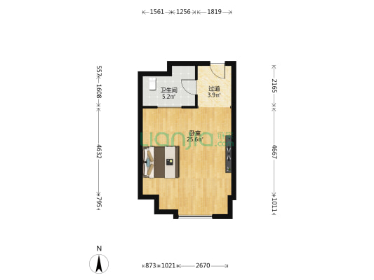 中建锦绣广场二期 1室0厅1卫 63平方