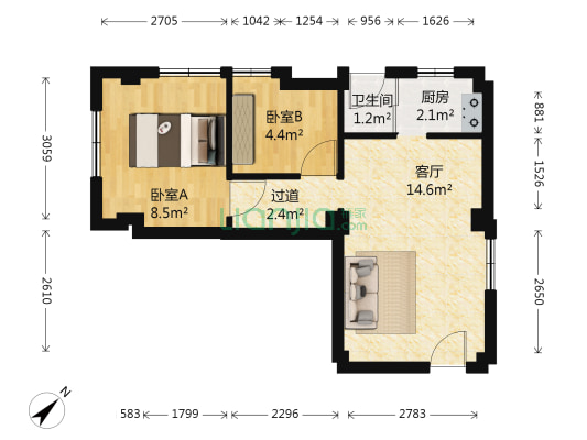 南田路 2室1厅1卫 48平方