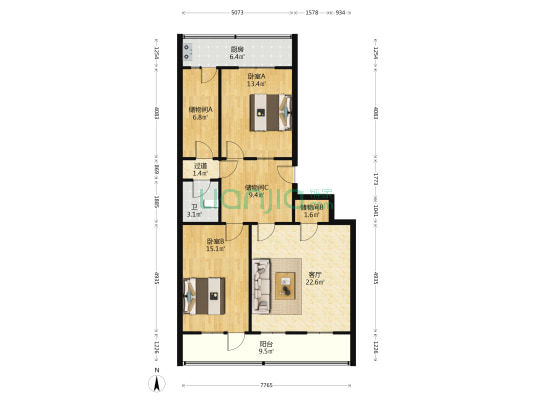 市府西路信用社家属楼 2室1厅1卫 98平方