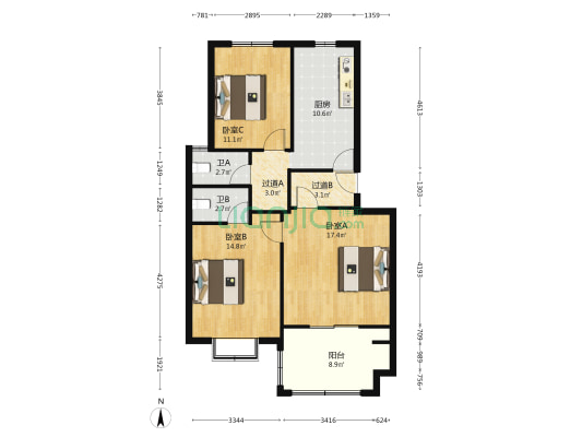 龙腾家园 3室0厅2卫 88平方