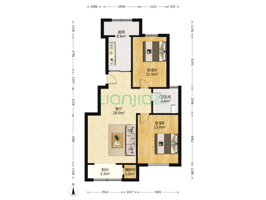 春阳南里 2室1厅1卫 98平方