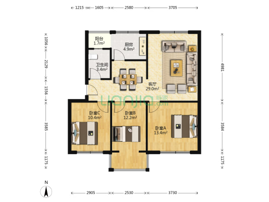 马牧小区 3室1厅1卫 93平方