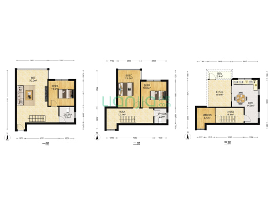 瓦窑城南旺角复式楼三房出售，带露台，看房方便-户型图