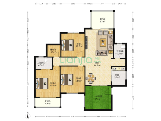 共和世家 3室1厅2卫 147平方