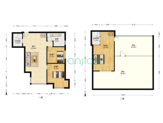 宏发英里 3室1厅2卫 83平方