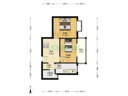 茜城社区 2室1厅1卫 106平方