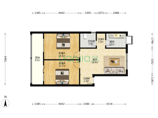 棉纺东路4号院 2室1厅1卫 80平方