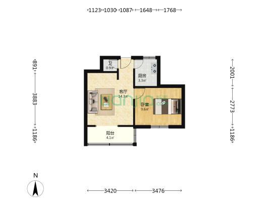 兰州市电信局家属院(白银路) 1室1厅1卫 32平方