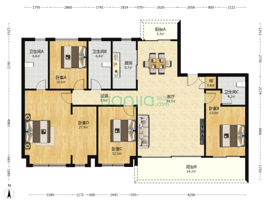 嘉臣道二期 4室1厅3卫 177平方