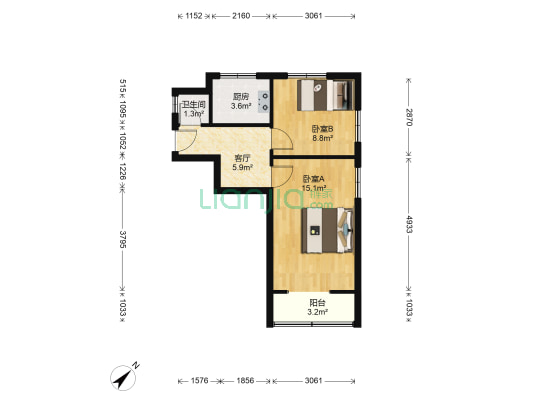 正义道 2室1厅1卫 46平方