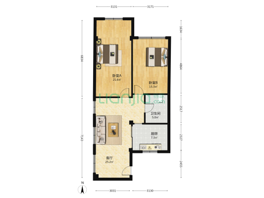 12中教师宿舍 2室1厅1卫 103平方