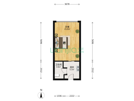 三一南方总部大厦 1室0厅1卫 42平方