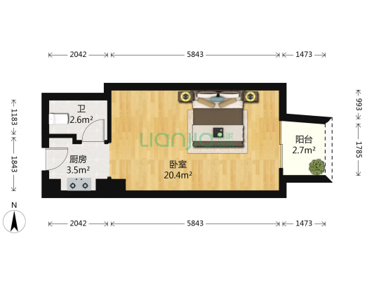 凤岭名园 1室0厅1卫 40平方
