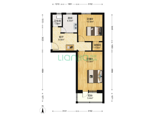 劲松七区 2室1厅1卫 61平方