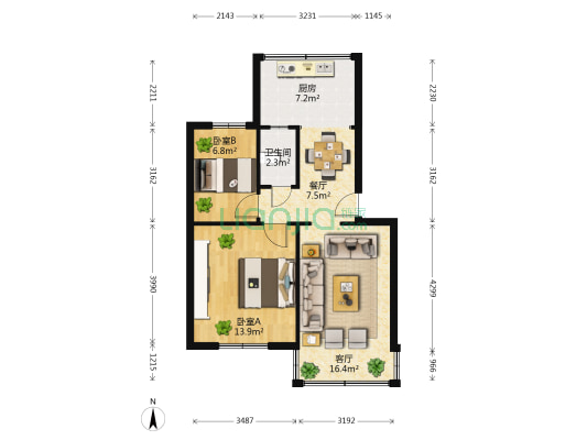 西昌路86号 2室2厅1卫 56平方
