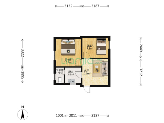 华贵路 2室1厅1卫 45平方