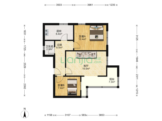 城安路 2室1厅1卫 72平方