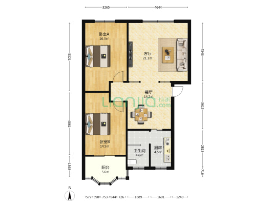 林清小区 2室2厅1卫 94平方