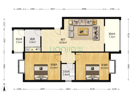 世嘉丽晶二期 2室1厅1卫 89平方