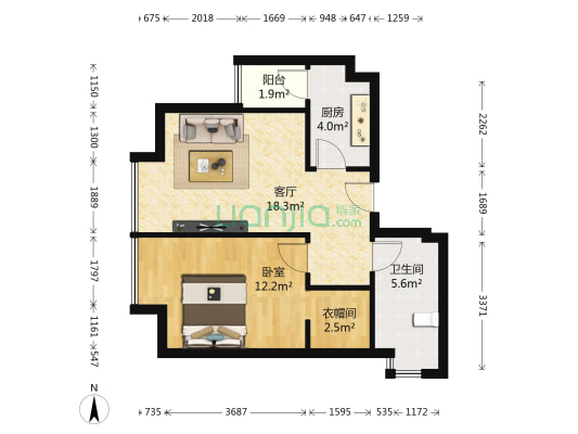 蓝光SOFA社区 1室1厅1卫 56平方