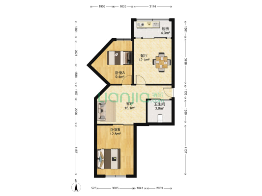 孛兰五金楼 2室2厅1卫 73平方