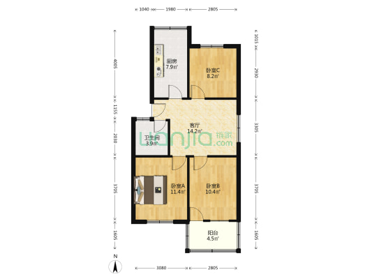 孝肃路35号 3室1厅1卫 77平方