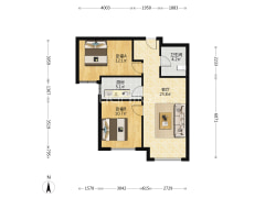 高铁新干线 2室1厅 南-涿州高铁新干线户型图
