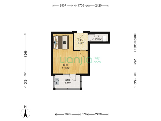 清明五道街 1室0厅1卫 31平方