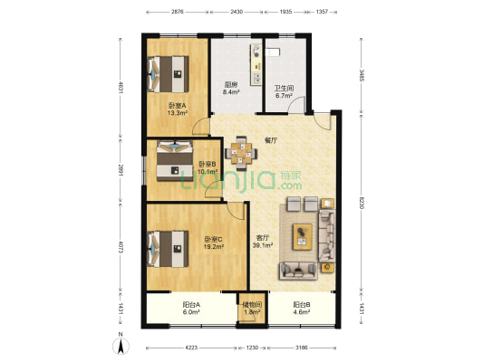 交通路73号 3室1厅1卫 124平方