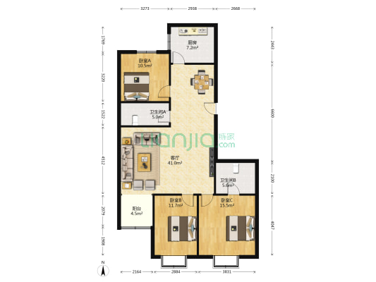 西光十四街坊 3室1厅2卫 127平方
