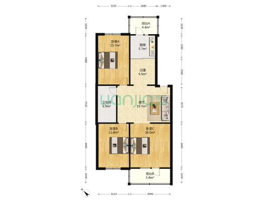 赣水路 3室1厅1卫 138平方