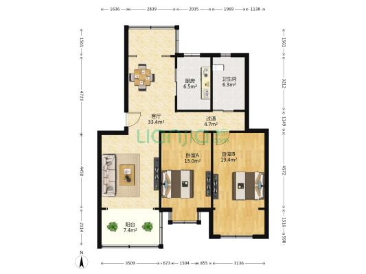 香澄苑 2室1厅1卫 97平方