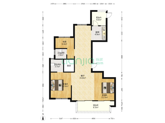 元垄尚都会 3室1厅2卫 115平方