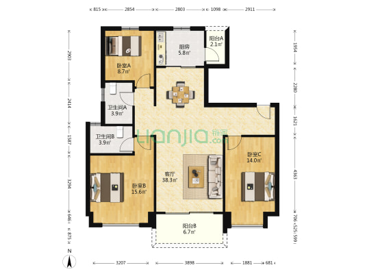 英格兰小镇 3室1厅2卫 123平方