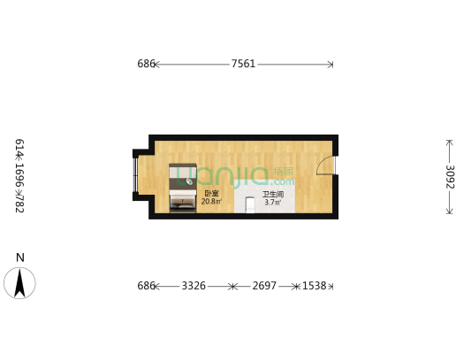 新城悦隽公园 1室0厅1卫 35平方