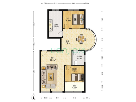 房产大厦 2室2厅1卫 101平方